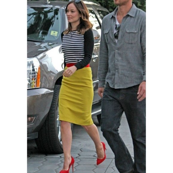 L’Wren Scott Grosgrain Trim Pencil Skirt Runway Resort Size US 12 Taylor Swift - Picture 2 of 8